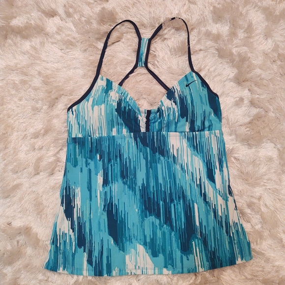 Nike blue white pattern tankini sz 12 - Picture 1 of 9